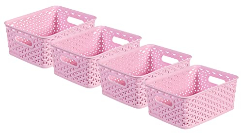 CURVER My Style Lot de 4 petits paniers de rangement rectangulaires de 4 L - Rose