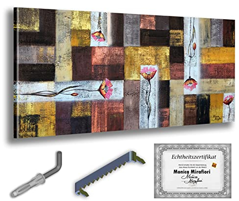 Monica Mirafiori I 100% HANDGEMALT I Gemälde Abstract Poppy 140x70cm | Gemälde Handgemalt | Acrylgemälde | Sehr Großes Acrylbild I Moderne Kunst I Kunstbilder