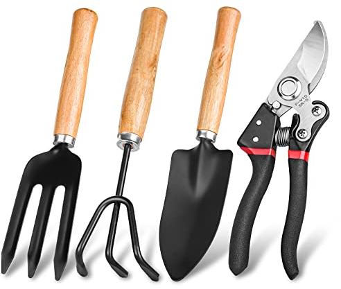 Gartengeräte-Set, Yeswell 4 Stück langlebig rostfrei Gartenarbeit Hand Tool Kit, rutschfeste ergonomische Griff Werkzeuge, Gartenarbeit Geschenke für Frauen & Männer
