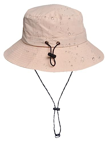 INSISMY Sonnenhut Damen Herren UV Schutz Wanderhut Packbar und Faltbar Bucket Hat mit Haken Verstellbarer Wasserdichter Regenhut