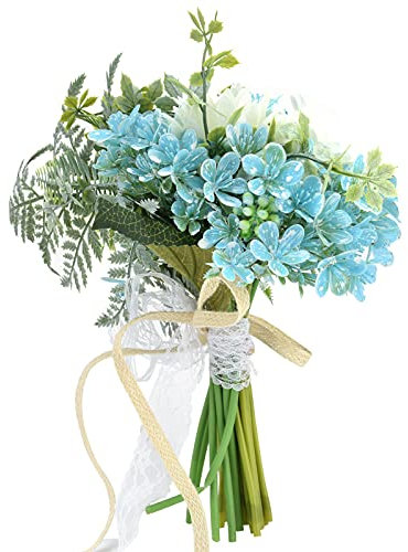 NDNCZDHC Hochzeitsstrauß, Künstlicher Blumenstrauß, Blaue Und Weiße Blumen, Brautstrauß, Künstlicher Blumenstrauß aus Kunststoff Für Hochzeit, Bühne, Wohnzimmer, Schlafzimmer, Dekoration