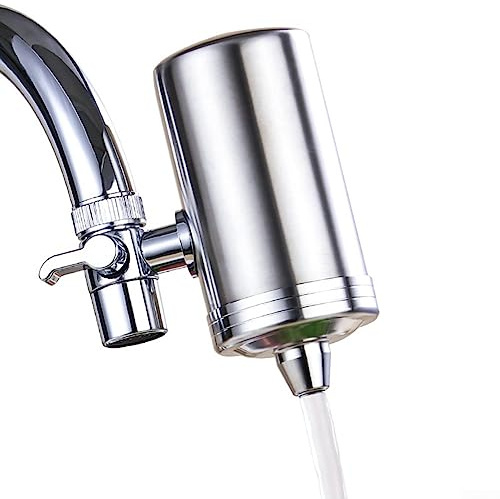 Filtre à eau de robinet, système de filtration de robinet de filtre en céramique d'eau de robinet de robinet en acier inoxydable, purificateur d'eau longue durée pour la cuisine - améliore le goût et