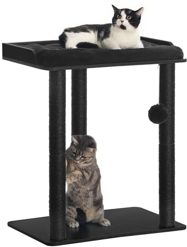 FourFurPets Moderner Kratzbaum für große Katzen, Vollsisal Katzenkratzbaum | 67,8 cm Kratzbaum aus Holz für Indoor-Katzen, alle Katzenrassengrößen, stabile Basis, große Plattformen, weiche