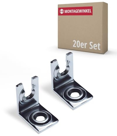 Gedotec Blenden-Montageplatte aus Stahl verzinkt | 20 Stück Montagewinkel | Maße: 25 x 25 x 17 mm | Blenden-Befestigung Silber | Montagewinkel für Blenden | Blendenmontagehalter | leichte Anbringung