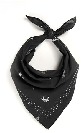 WHTE MOSS Bandana – 100% Cotton Extra Soft Scarf Handkerchief for Men & Women Origami Black