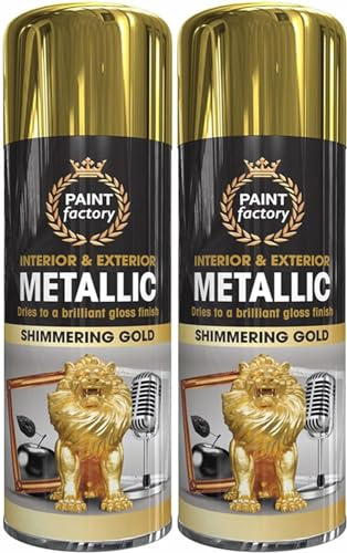 Z&A Metallic Shimmering Gold Spray 400ml - Quicky Dry Brilliant Gloss Finish Paint - Multi-Purpose Interior & Exterior Use - Premium Quality Aerosol Spray - Use on Metal, Plastic, Wood, Plastic (2)