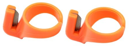 NUOBESTY 2 Stück Nähfingerring Garnschneider aus ABS Kunststoff, Orange | Scharfes Edelstahlklingen Design für Sicheres Schneiden von Nähgarn und Angelschnur Beim Hand und Maschinennähen