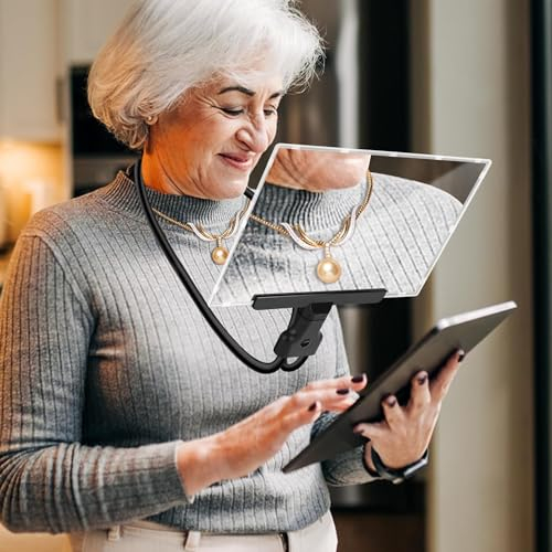 JUOIFIP 5X Lupe Lesen Hängelupe Hände frei Leselupe für Senioren groß Schwanenhals tragen Fresnellinse Lupe Vollständige Buchseitenlupe für Kleingedrucktes Alternde Augen Sehbehinderte