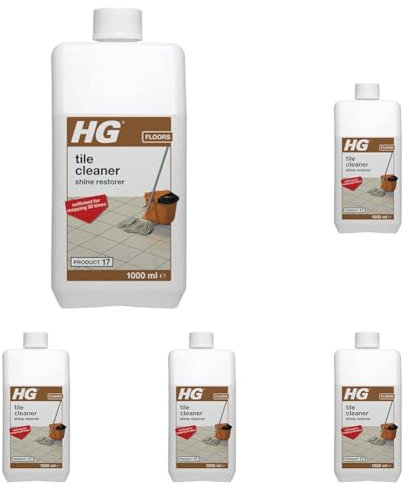 HG Tile Cleaner & Shine Restorer, Floor Tile Cleaner & Grout Cleaner, Kitchen Floor Cleaner & Grease Remover, Natural Stone Floor Restorer, Industrial Floor Cleaner - 1 Litre (Pack of 5)