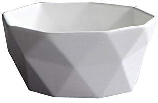 LXYDPZ Tazón Tazón de cerámica Vajilla Tazón de arroz Negro Blanco Creativo Borde de Diamante Ensaladera Platos Tazón de Sopa sólido Simple (1) (4)