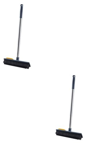 Healeved 2piezas Cepillo De Suelo Mango Telescópico y Raspador para Limpieza De Juntas Escoba para Mascotas para Suelos Duros y Ventanas