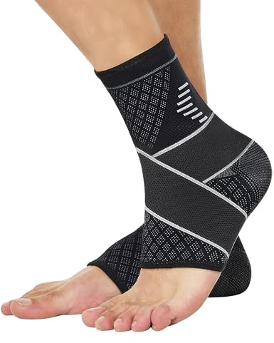 Faletony 1 Paar Knöchelbandage Einstellbares Sprunggelenk Bandage Fußbandage Knöchel Bandage für Herren und Damen für Sportschutz, Plantarfasziitis, Verlet zungserholung (L)