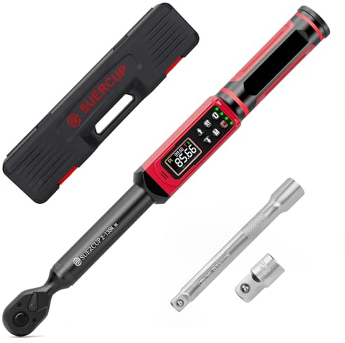SUERCUP 3/8-inch Digital Torque Wrench(1.5-99.6Ft.Lb/2-135Nm) ±1% Accuracy Digital Torque Wrench with Vibration, Buzzer,LED Notification and Five Units of Measure, for Motorcycle, Auto Repair