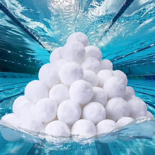 1800g Pool Filter Balls, Reusable Filter Balls for Swimming Pool Sand Filters, Lightweight Blue Filter Balls, Replace 65KG Filter Sand, Suitable for Swimming Pools, Filter Pumps,Aquariums etc (White)