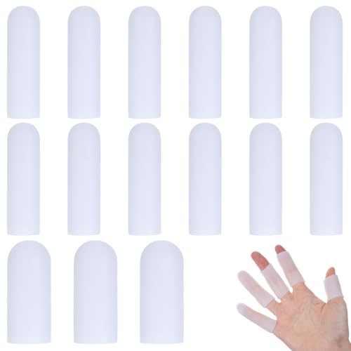 oruola 15 Stück Fingerlinge Silikon,Fingerlinge Wasserdicht,Fingerschutz bei Verletzung,Fingerkuppenschutz Nach Verletzung,Handekzemen und Fingerarthritis,Finger und Zehen Daumenschutz