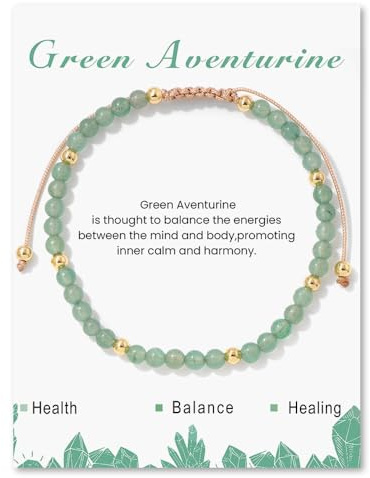 GoPaw Naturstein Perlen Armband Damen, 4mm Verstellbare Edelsteinarmband Kugeln Natursteinarmband Perlenarmband Yoga Armband für Fraun Mädchen