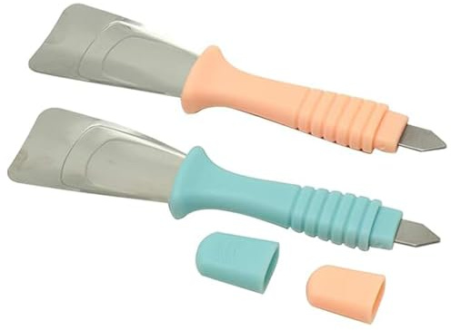 2 pezzi raschietto per il ghiaccio del frigorifero, per il ghiaccio multifunzionale a doppia testa,Sbrinatore in acciaio inox a doppia testa raschietto per il ghiaccio multifunzionale,blu/rosa
