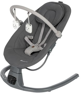 Bebeconfort Jolana - Columpio eléctrico para bebé, 0-6 meses (9 kg), detección automática de movimiento, 12 canciones de hollín, 5 sonidos naturales, respaldo ajustable, 2 posiciones reclinables