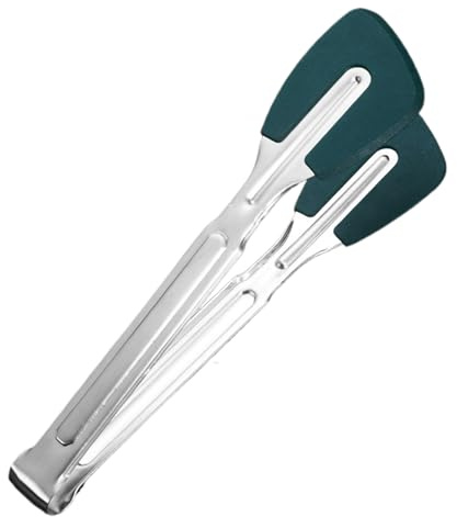 Teksome Chaussages de cuisine avec des pointes en silicone, pinces de cuisson avec des pointes en silicone, Tongles de service en acier inoxydable, Ustensiles de service résistants à la chaleur,