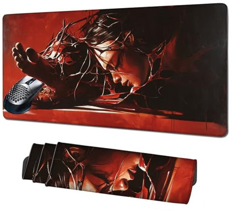 Alfombrilla Gaming,Alfombrilla Ratón Rojo Mouse Pad,Mujer Alfombrilla Escritorio Grande 1600x800x3mm,Protector Escritorio Alfombrilla Antideslizante,Mejora Precisión y Velocidad,Accesorios PC X1-1354