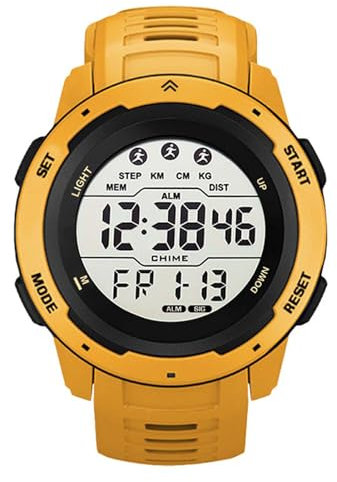 lvifloae Relojes Deportivos Digitales para Hombre, obsequio Luminoso Multifuncional Deportivo Running para Exteriores (Amarillo)