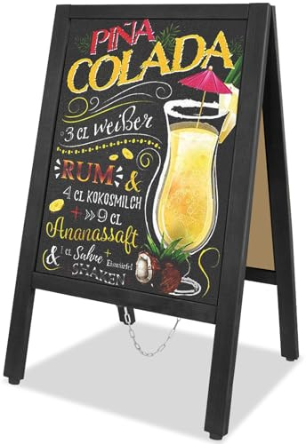 VAIIGO Holz A-Rahmen Kreidetafel 85x43cm – Beidseitige Freistehende Magnetische Aufsteller, Kundenstopper Kreidetafel Outdoor-Menü-Werbetafel für Restaurant, Café, Geschäft, Hochzeit, Party – Schwarz