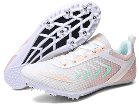 sekiueo Zapatillas De Atletismo para Hombre Y Mujer Zapatillas De Salto Zapatillas De Carreras con Clavos para Niños,Rosado,44 EU