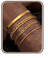 Milacolato 4 Stück Gold Armband Herren, Edelstahl Armband für Männer und Jungen, Gold Armreif Figaro Stapelbares Armband Set Herren Schmuck Geschenke für ihn Vater Sohn Freund Ehemann, 21 cm