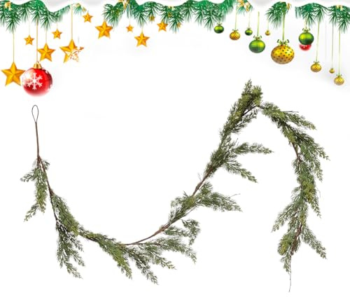 3 Meter Zederngirlande Weihnachten tannengirlande,weihnachtsgirlande künstliche grüne Kieferngirlande, Girlanden zur Weihnachtsdekoration, für Kaminsims, Treppe, Kamin, Zuhause, Party-Dekoration