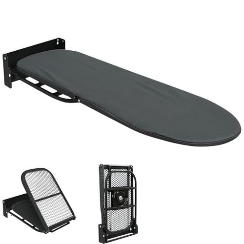 Tabla de planchar plegable montada en la pared, giratoria 180° con cubierta resistente al calor para sala de estar, lavandería y armarios, 92 x 31 cm