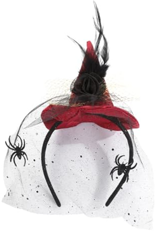 OIXYEY Hexenkostüm Damen,Sexy Hexenhut Haarreif Mit Schleier, Federn, Schleife, Hexen Zubehör, Halloween Deko, Hexenkostüm, Halloween, Karneval, Fasching