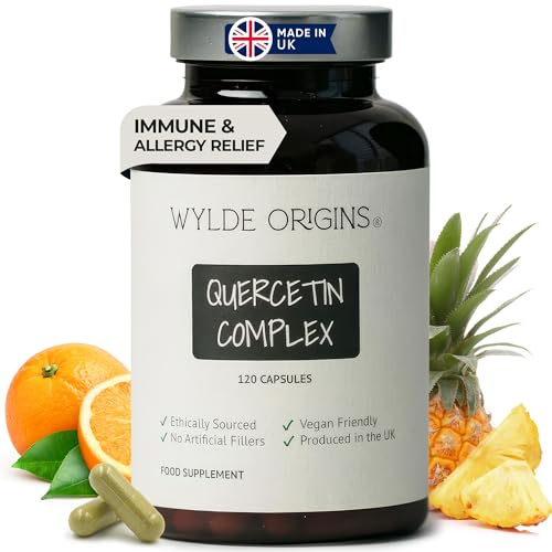 Wylde Origins Quercetin Complex Supplement for Cardiovascular Health 120 Capsules- 500mg Quercetin Supplement with Bromelain for Immune Support - Vegan, Gut-Friendly & High-Potency Antioxidant