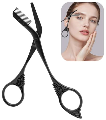 Augenbrauen-Trimmschere mit Kämmen,Beauty Augenbrauenschere,Augenbrauenschere zum Trimmen, Sicherer Augenbrauentrimmer ohne Hautverletzung, ideal für Damen und Herren Anfänger Kosmetikerinnen