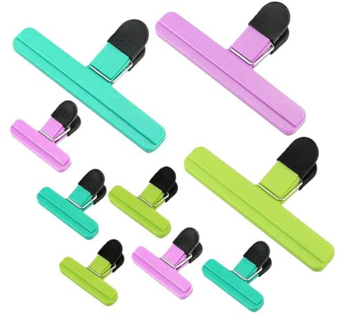 Gazocua Lot de 9 clips alimentaires pour sacs à chips - Clip de fermeture avec fermeture fixe - Pour fermeture fraîcheur - Cuisine - Rangement du réfrigérateur