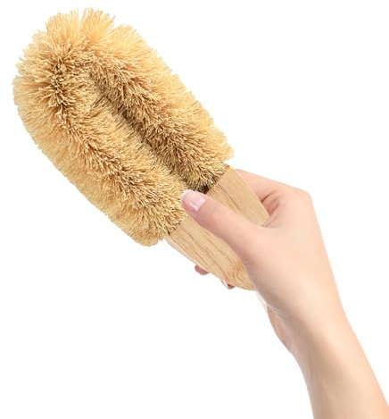 HOODANCOS Multi-Function U-Shaped Coconut Fiber Dish Brush, Professional Kitchen Pot and Wok Scrubber, Non-Greasy Brown Cleaning Accessory for Home Sink Use