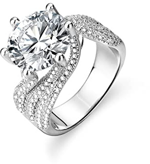 5 karat D färg VVS1 Moissanite bröllopsringar for kvinnor S925 Sterling Silver förlovningsringar rundslipade moissanite diamantringar med certifikat(6)