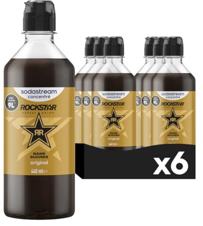 Sodastream Lot de 6 Concentrés Rockstar pour Machine à Eau Pétillante et Soda | Préparez jusqu'à 9 Litres de Boisson Energisante en Quelques Secondes, 440ml
