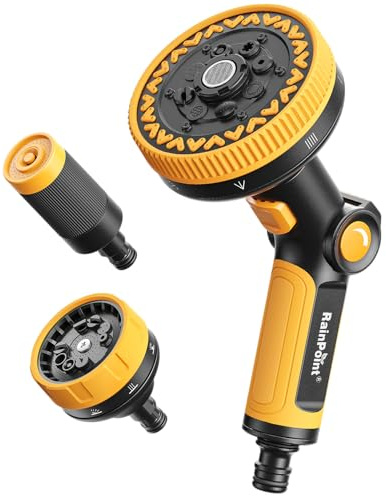 RAINPOINT Multi-Garden Hose Spray Gun, 3 Detachable Nozzles, Thumb Control, High-Pressure Hose Pipe Spray Gun for Watering Plants, Lawns, and Car Washing