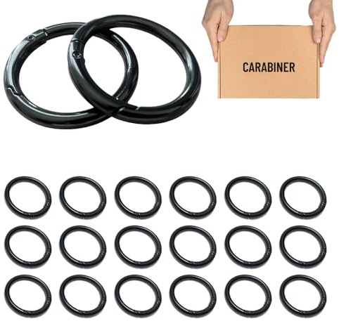 Zzcy 20 Stück Karabiner Rund 40 mm Groß Karabinerring Runde Karabiner Ring Schwarz Karabinerhaken Rund Schlüsselanhänger Ringe für Tasche DIY Handwerk Zinklegierung(Drahtdurchmesser 4.5mm)