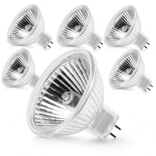 MR16 Halogen Leuchtmittel 35W 12V, GU5.3 Halogenstrahler Dimmbar, 6 Stück 2700K Warmweiß Halogen Spot Glühbirnen, Für Halogenstrahler Einbau Schienenbeleuchtung, Deckenbeleuchtung (GU5.3-2P-35W)