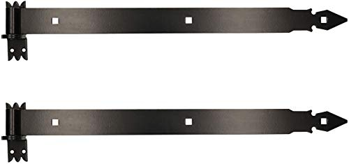 KOTARBAU® 2 x Bisagras para puertas, ventanas 600 mm, Gozne para atornillar + Quicio, Herraje para contraventanas, persianas, Acero inoxidable, Banda de acero, Negro, Bisagra de encaje, 2 UNIDADES