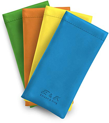 Mjukt glasögonfodral - 4-pack solglasögonfodral - Påsar med snäpplås - för glasögon och solglasögon (Sunshine)