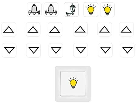 17 Stück Schalter Aufkleber Glocke Licht rauf runter Symbole, Abziehbild (R23/19/4) (3,5 x 3,5 cm)