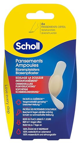 Scholl Pansements Ampoules Orteils - Petit format - Soulage Immédiatement la Douleur - Cicatrisation Rapide - Restent en Place Jusqu'à 7 Jours - Boîte de 5 pansements