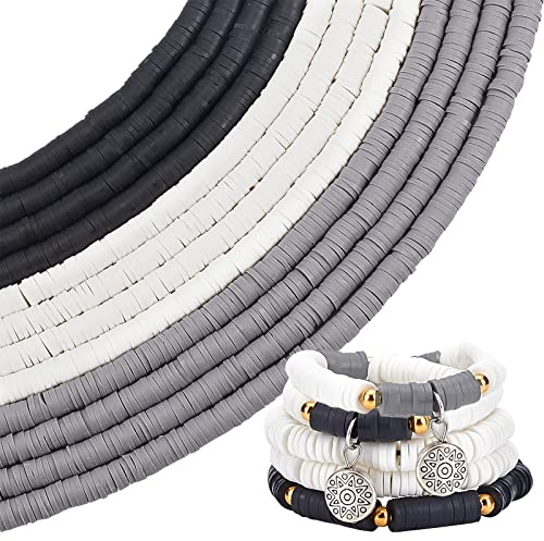 PandaHall 4560pcs 6mm Polymer-Ton-Perlen 3 Farben Neutrale Heishi Tonperlen Disc Perlen Flache Runde Lose Perlen Für Männer Hawaiian Ohrring Halsband Fußkettchen Armband Halskette, Loch: 2 mm