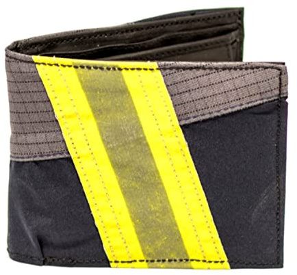 Roter Hahn 112 Feuerwehr Geldbörse/Navy HuPf/Portemonnaie Geldtasche Portjuchhe Brieftasche Geldbeutel / 125 x 95 x 20 mm/Original gebrauchte Feuerwehrkleidung