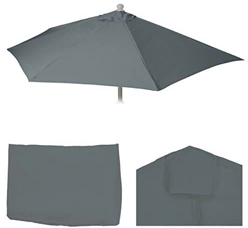 Mendler Ersatz-Bezug für Sonnenschirm halbrund Parla 300cm - anthrazit | Sonnenschirmbezug, Ersatzbezug, Stoff/Textil, UV 50+