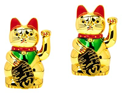 Garneck 2st Winkende Hand Glückskatze Maneki Neko Miniatur Maneki Neko Katze Glückskatzenverzierung Katzen-Desktop-statuen Maneki Neko Figur Katzen-actionfigur Plastik Frau Asien Die Katze