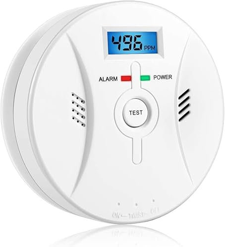 Kohlenmonoxid Warnmelder mit LCD Display CO Melder Lauter 85 Db Alarm Kohlenmonoxid Melder mit Kohlenmonoxidsensor Carbon Monoxide Alarm Batteriebetrieb
