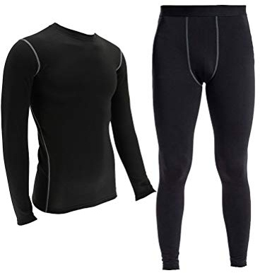 YUSHOW Mens Thermal Underwear Set Long Sleeve Tops Long Johns Thermal Base | Layer Fleece Lined Compression Suit for Workout Skiing Running Hiking